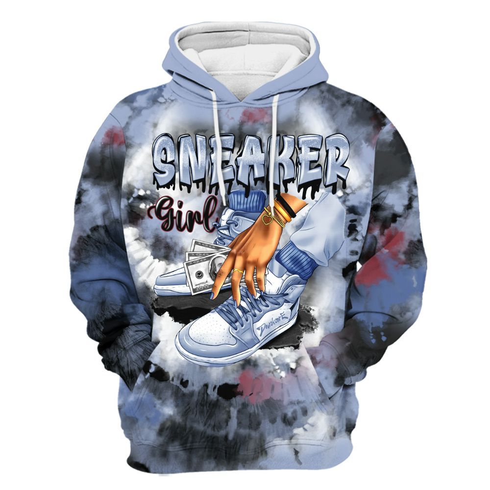 Hoodie To Match Black Metallic 5s - SNEAKER Girl Money Drip Tie Dye All Over Print