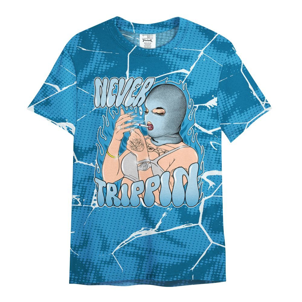 Shirt To Match Powder Blue 9s - Ne'er Trippin' Unique Crack All Over Print