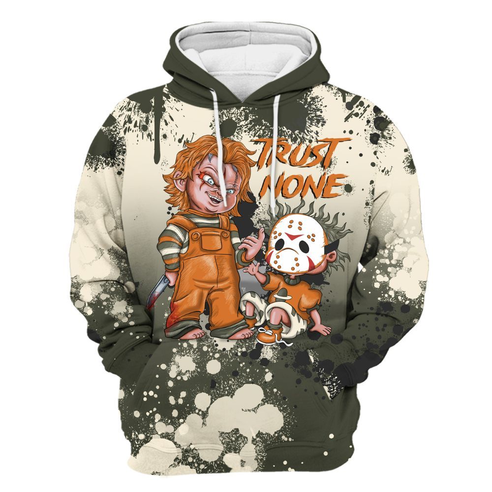 Hoodie To Match Retro Undefeated 4s - Trust No One Scary All Over Print