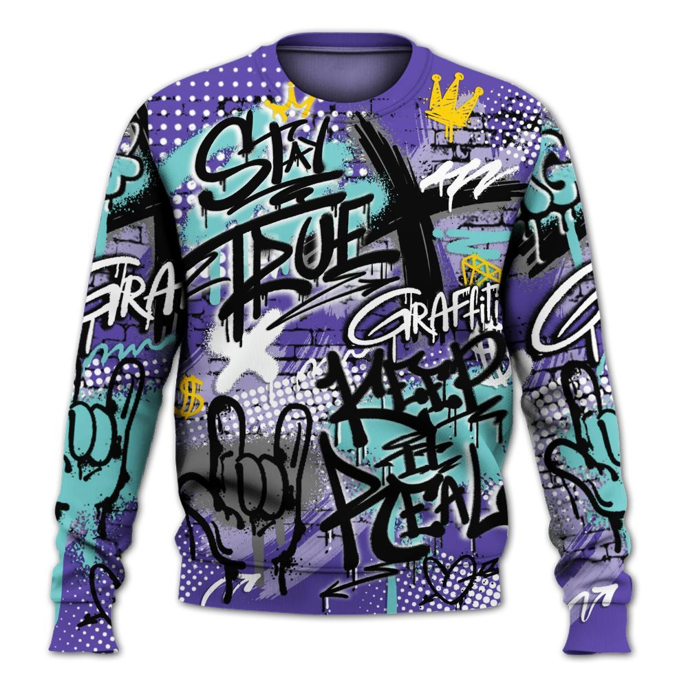 Sweatshirt To Match Low Hornets 1s - True It Real Graffiti Streetwear All Over Print