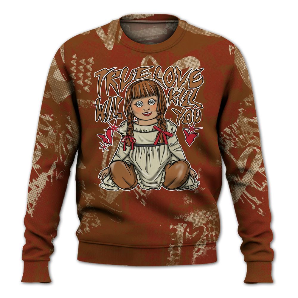 Sweatshirt To Match Archaeo Brown 5s - Genuine Loves Bear Heart Grunge All Over Print