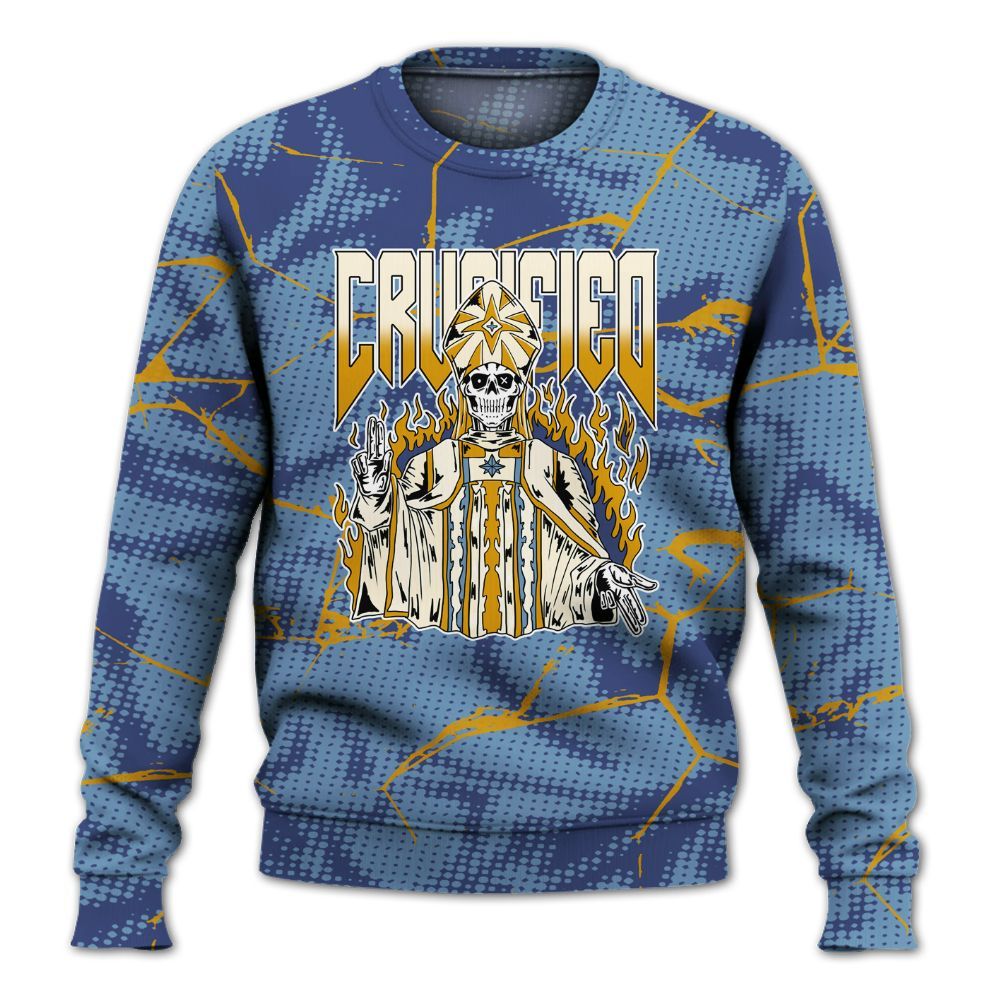 Sweatshirt To Match High OG First In Flight 1s - Crucified Skeleton Crack All Over Print