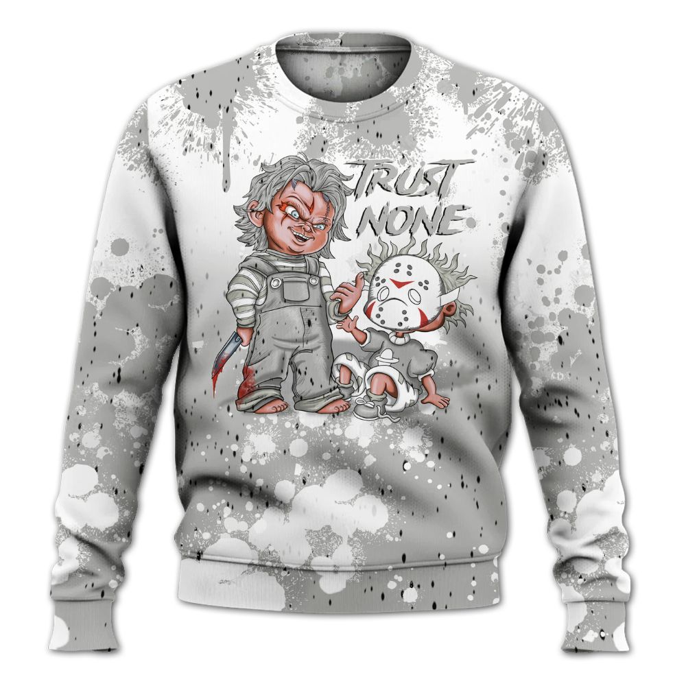 Sweatshirt To Match Retro White Oreo 4s - Trust No One Scary All Over Print