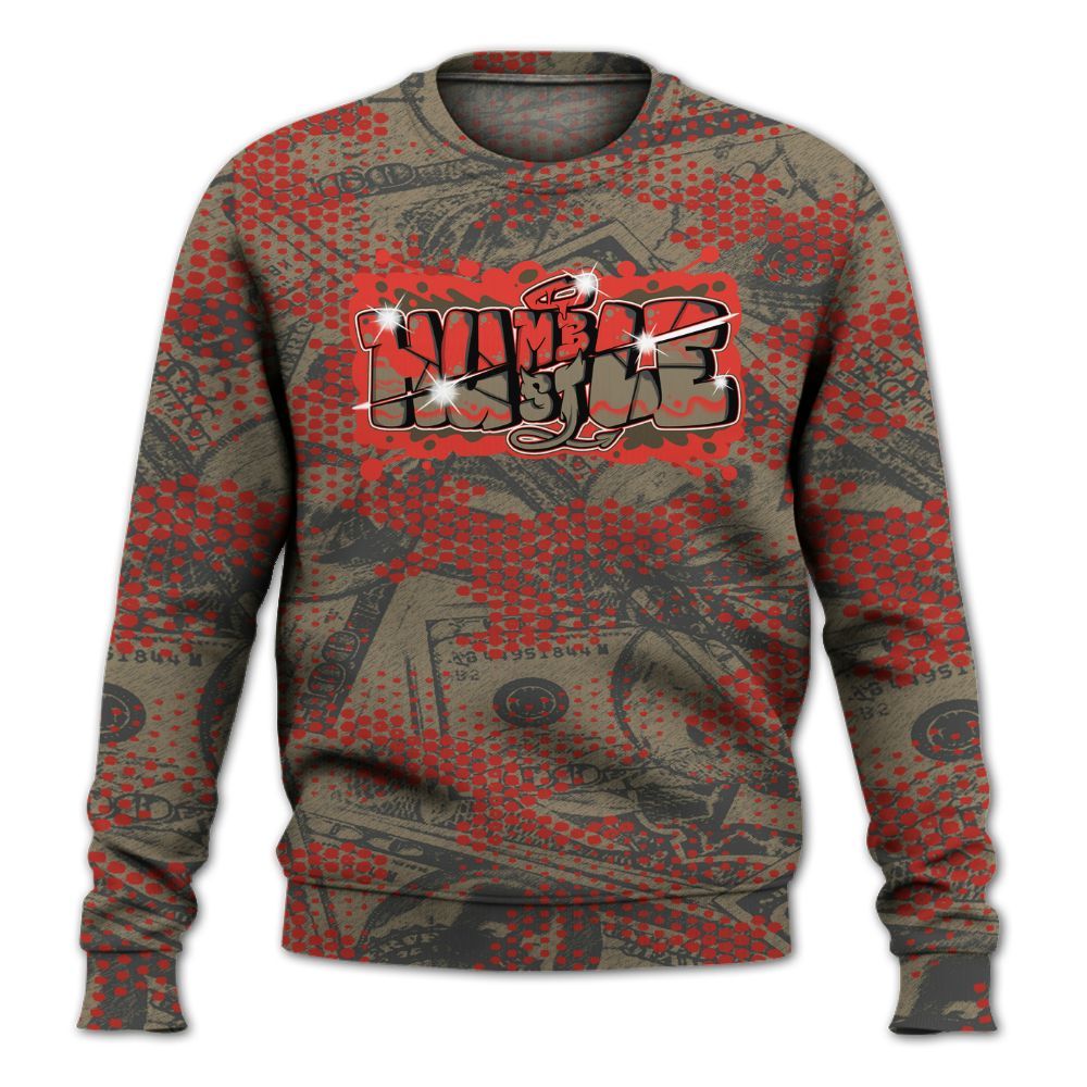Sweatshirt To Match Olive 9s - Humbled Hustles Graphic Banknotes All Over Print