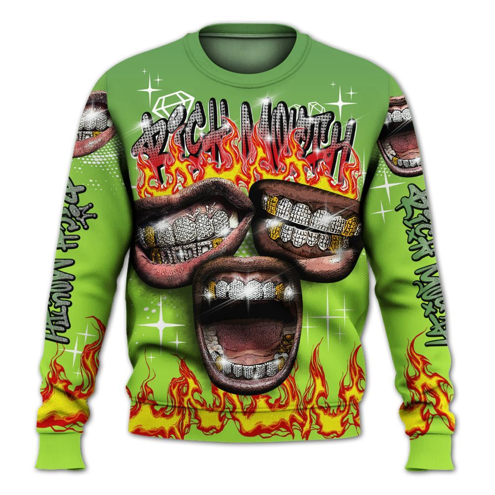 Sweatshirt To Match Kobe 6 SE Grinch - Rich Mouth Fire Rap Retro 90s All Over Print
