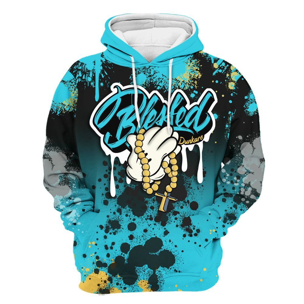 Hoodie To Match Retro Gamma Blue 11s - God Blessed Ink Drip All Over Print