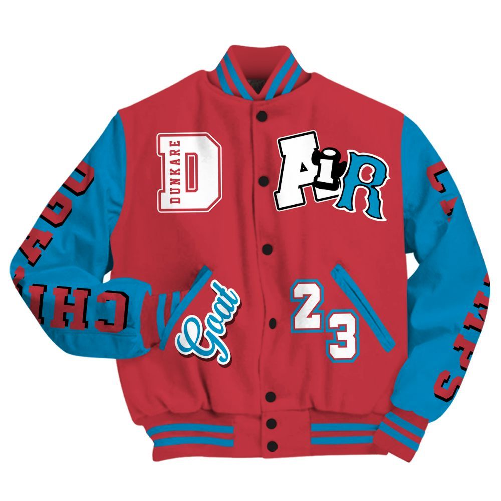 Varsity Jacket To Match High OG University Red Dark Powder Blue 1s - AIR Number 23 GOAT All Over Print