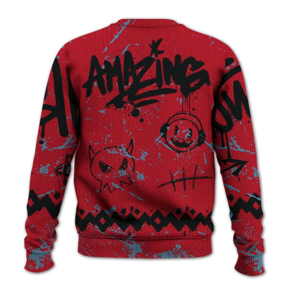 Knitted Sweater To Match Retro Raging Bull 5s - Friday Sneaker Crayon