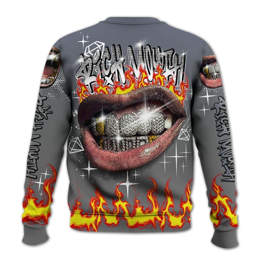 Sweatshirt To Match Cool Grey 6s - Rich Mouth Fire Rap Retro 90s All Over Print
