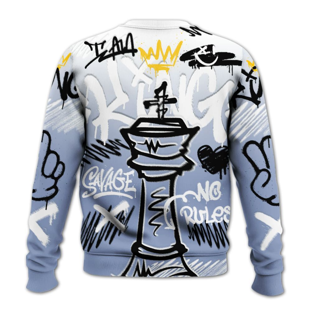 Sweatshirt To Match Retro Blue Grey 13s - Street King Chess Streetwear All Over Print