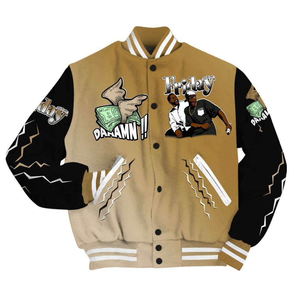 Varsity Jacket To Match Max 96 Low Black White Gold - Friday Movie 90s TV All Over Print