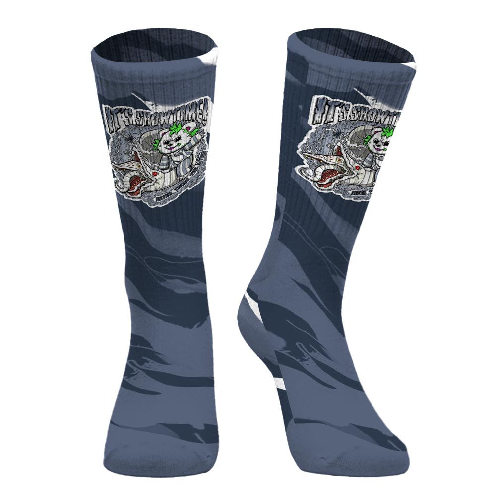 Sock To Match Low Diffused Blue 11s - Showtime Beetle Juice Bear Halloween