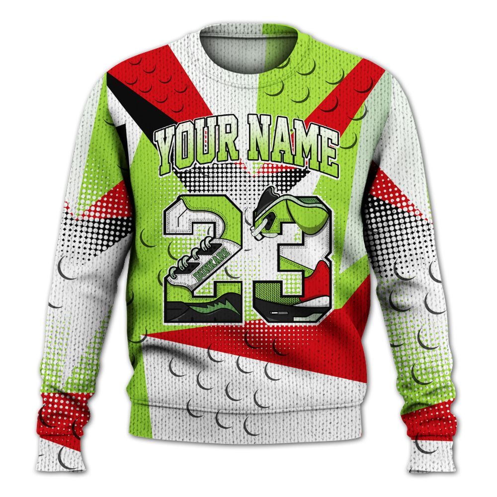 Knitted Sweater To Match Kobe 6 SE Grinch - Poly Custom Name Number 23 5s