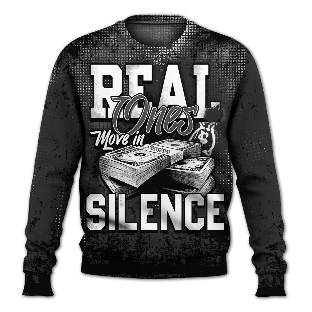 Sweatshirt To Match White Thunder 4s - Move In Silence Money Street Retro All Over Print