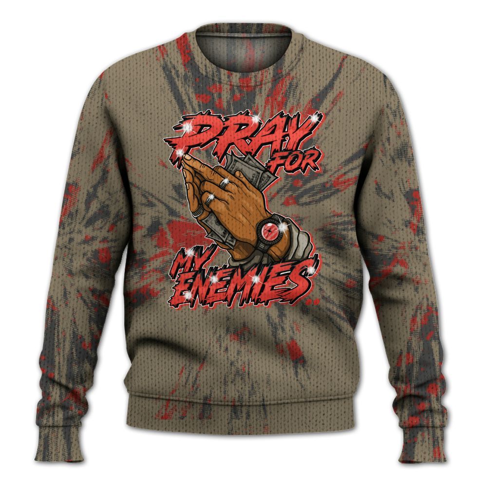 Knitted Sweater To Match Olive 9s - Prayed For Enemies Graphic Luxury