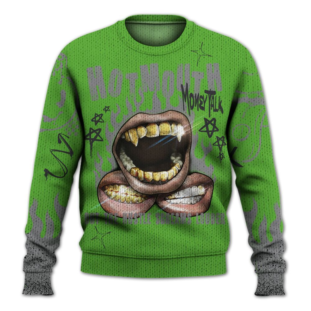 Knitted Sweater To Match Retro Green Bean 5s - Mouth Burning Street Style