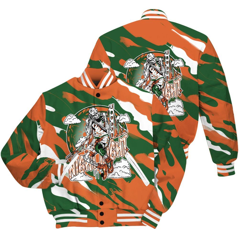 Varsity Jacket To Match Low Miami 5s Shirt - Seeya Skeleton Colored All Over Print