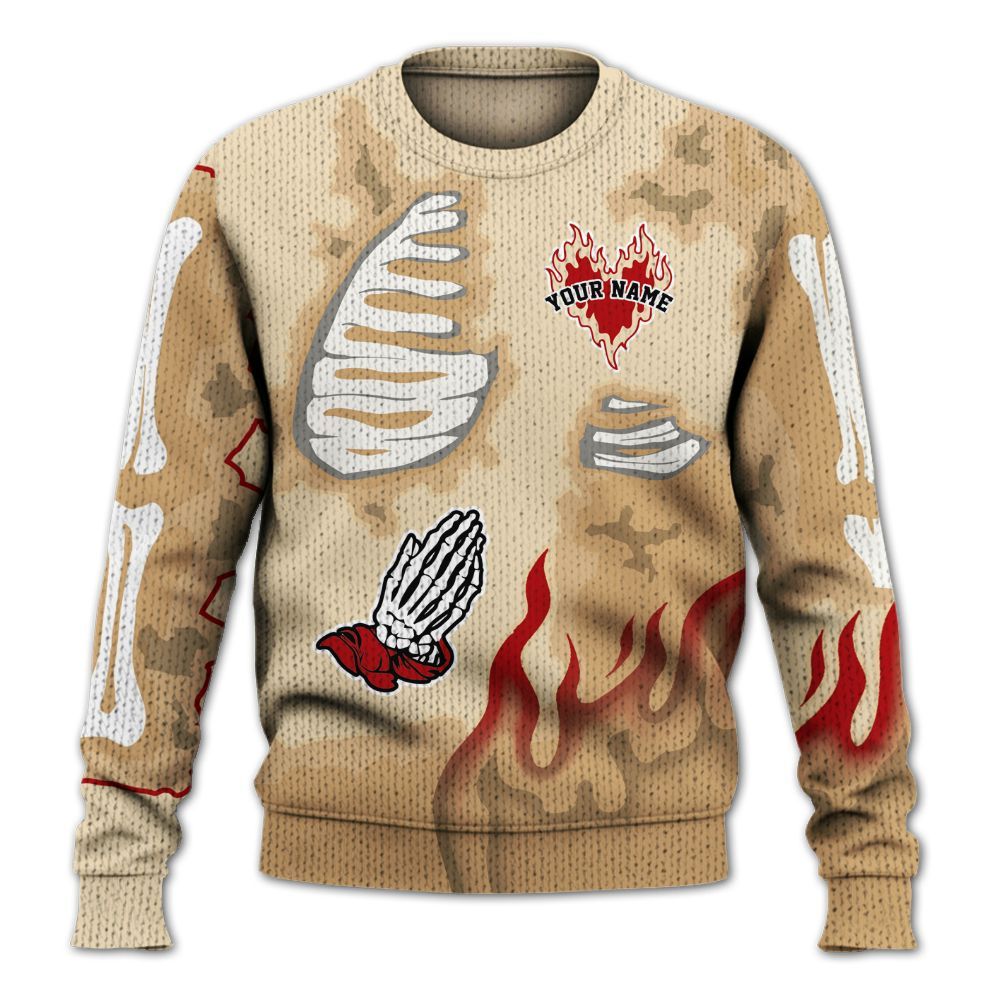 Knitted Sweater To Match Dunk Low Strawberry Waffle - Dislike Us Graphic Burning Custom Name
