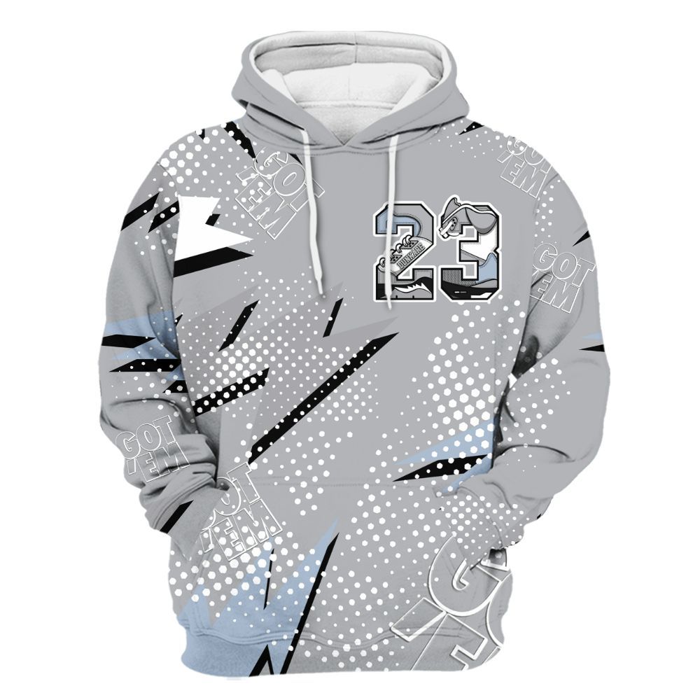 Hoodie To Match Low OG Wolf Grey 1s - Custom Name Number 23 5s All Over Print