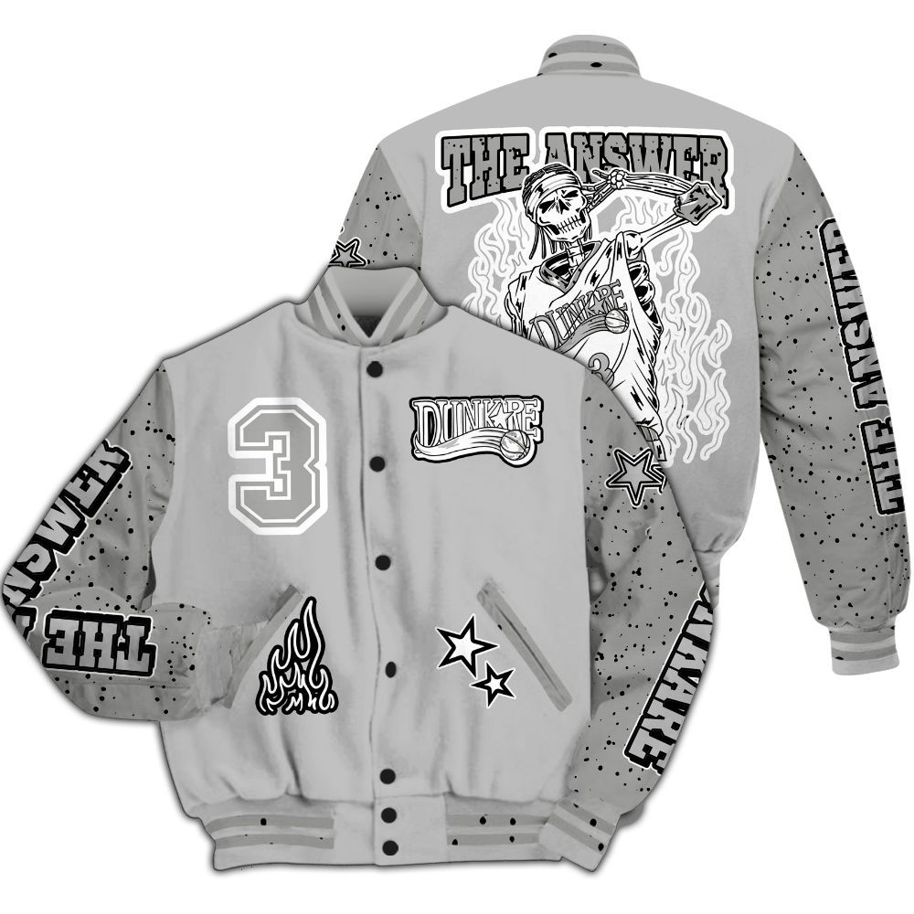 Varsity Jacket To Match Retro White Oreo 4s - Allen Answer Skeleton All Over Print