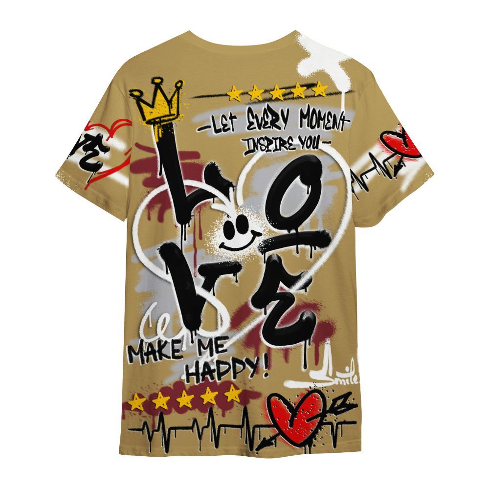 Shirt To Match Kobe 4 Gold Medal - Happy Love Beats Graffiti Streetwear All Over Print
