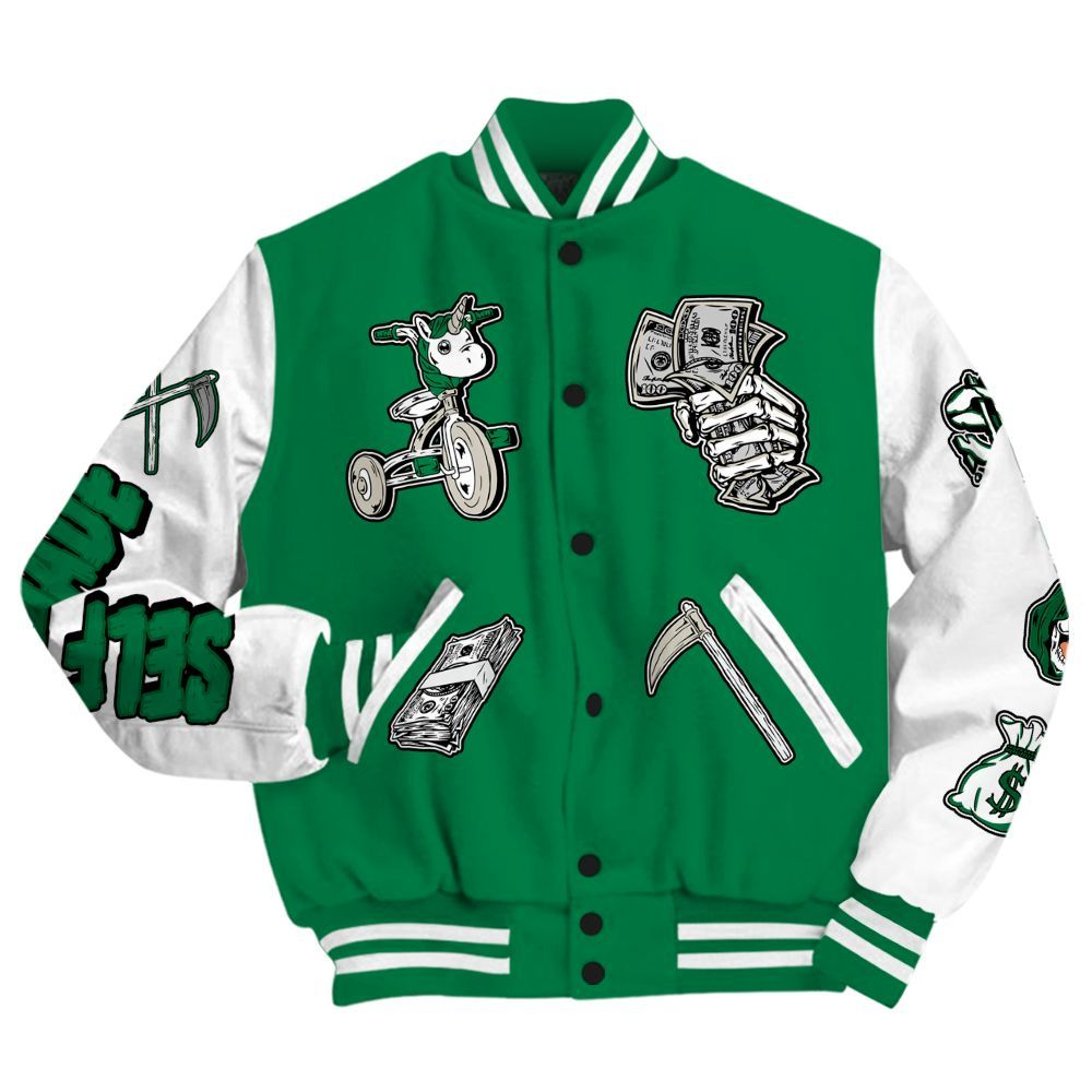 Varsity Jacket To Match Lucky Green 2s - Self Make Skeleton All Over Print