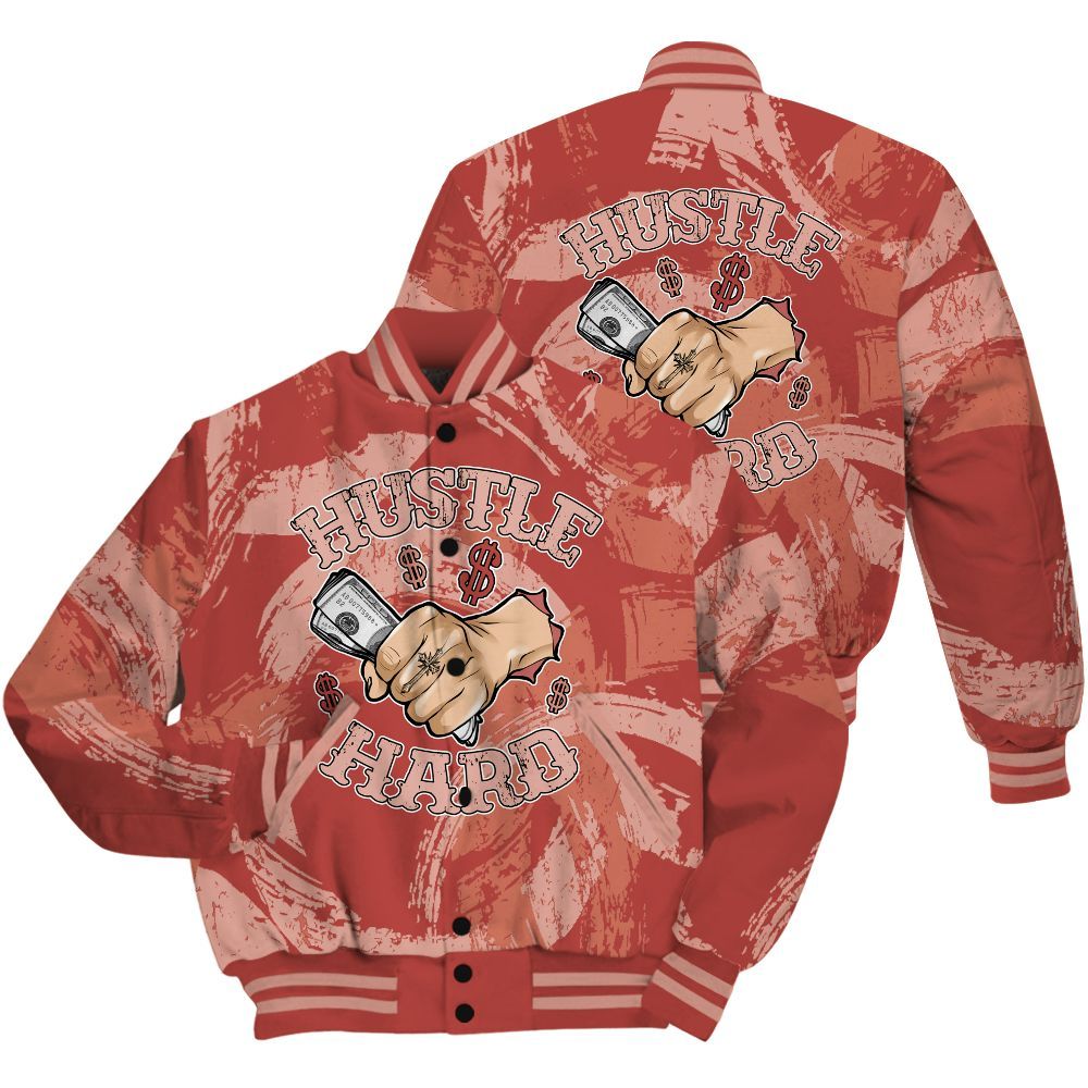 Varsity Jacket To Match Dune Red 13s Shirt - Hustles Hard! Splash All Over Print