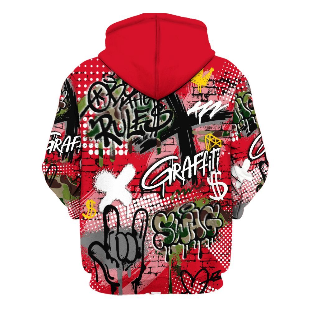Hoodie To Match Air Max 90 Duck Camo Red - True It Real Graffiti Streetwear All Over Print