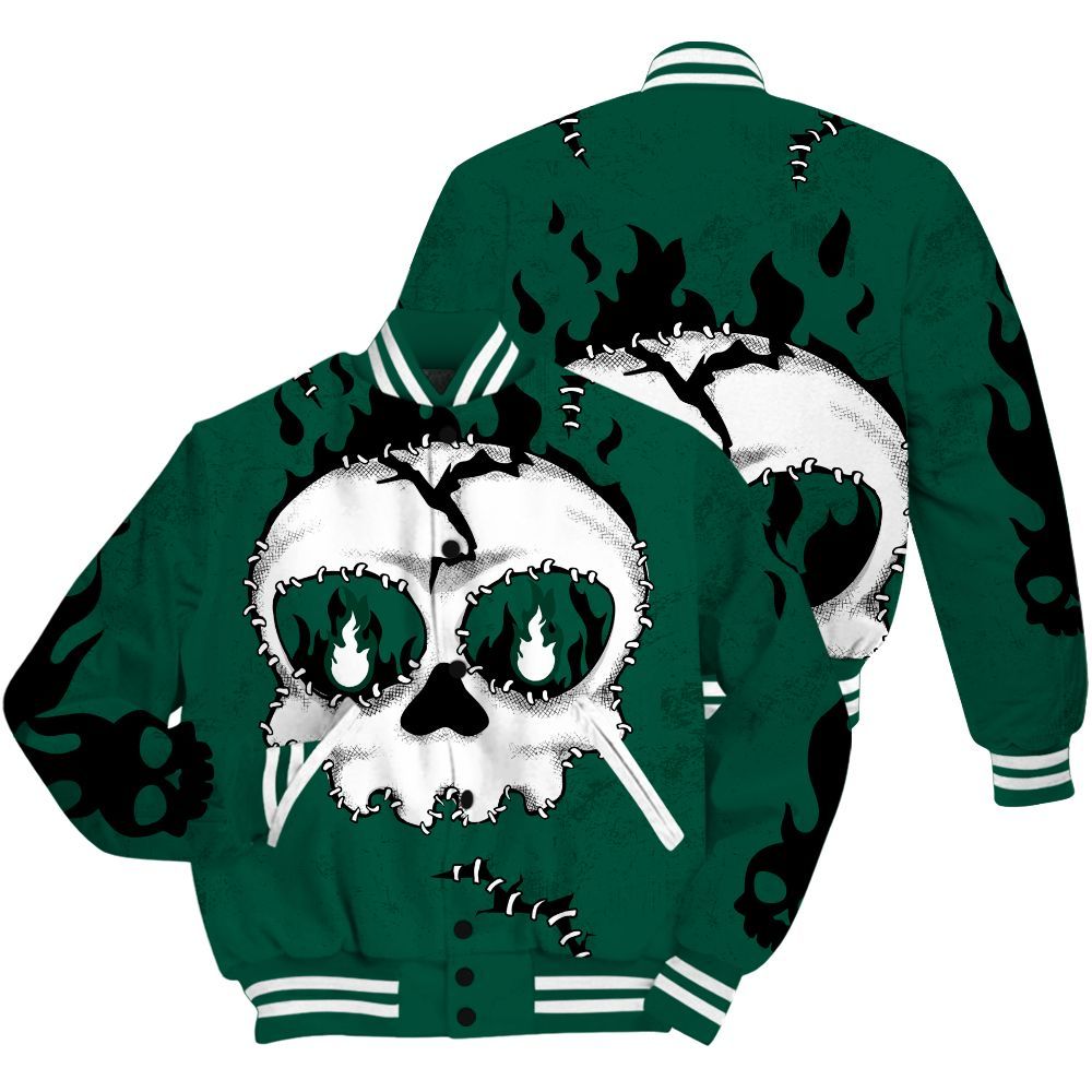 Varsity Jacket To Match Oxidized Green 4s Shirt, Cracked Skull Stitches All Over Print