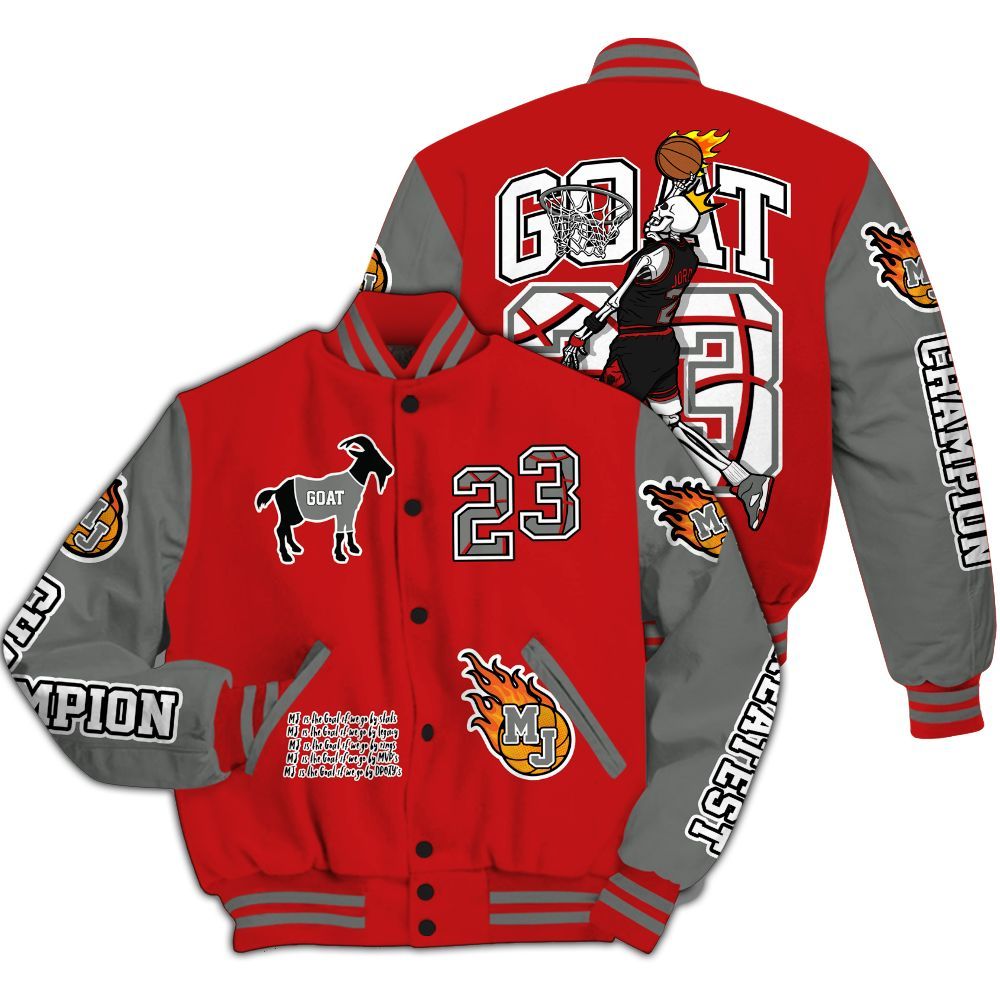 Varsity Jacket To Match Bred Reimagined 4s - 23 G.0.A.T Jump Up Basketball All Over Print