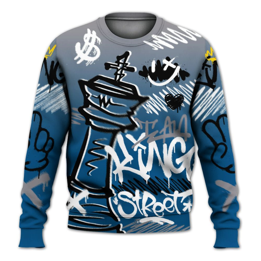 Sweatshirt To Match High OG True Blue 1s - Street King Chess Streetwear All Over Print