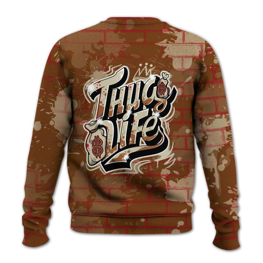 Sweatshirt To Match Archaeo Brown 5s - Free Thug Living Graphic Brick Art All Over Print