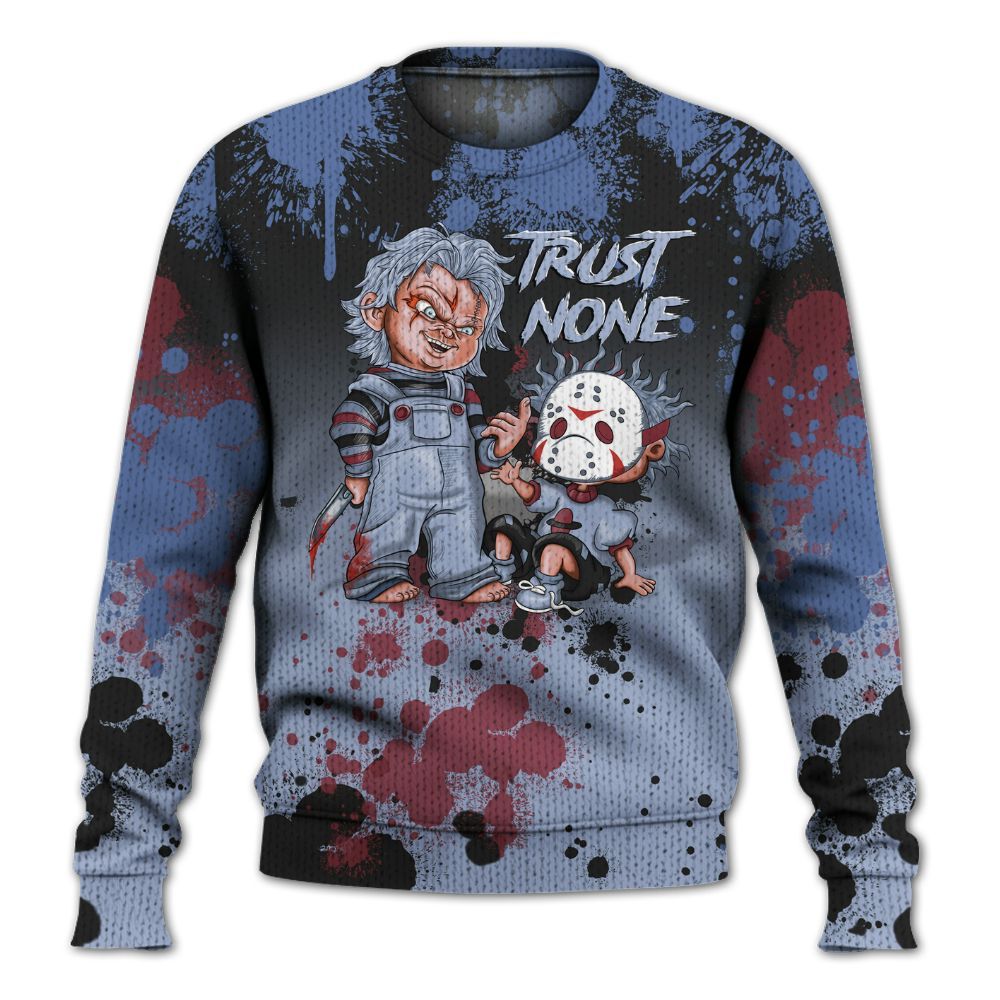 Knitted Sweater To Match Black Metallic 5s - Trust No One Scary