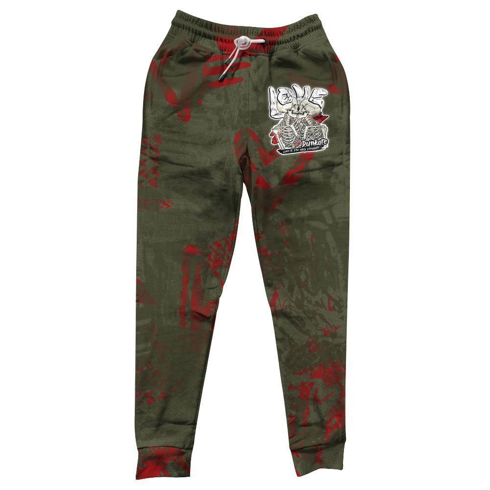 Sweatpant To Match Low OG Medium Olive 1s - Skull Love All Over Print