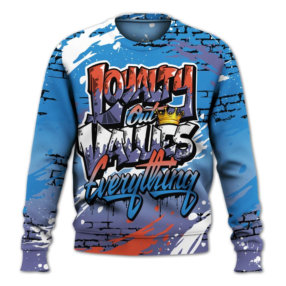 Sweatshirt To Match Hi-Res Blue 700s - Values Of Loyalty Drip All Over Print