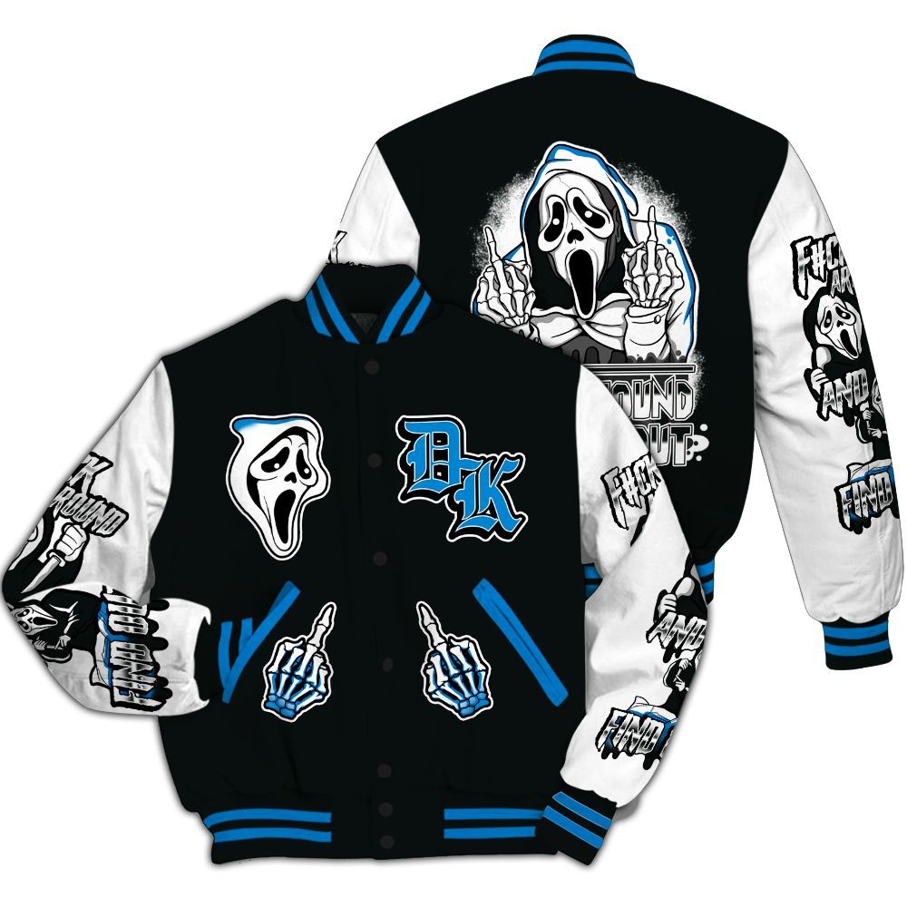 Varsity Jacket To Match High OG FragmentxULA White Black 1s - F#CK And Find Out Graphic All Over Print