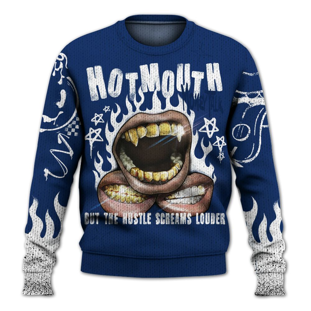 Knitted Sweater To Match High OG Deep Royal Blue 1s - Mouth Burning Street Style