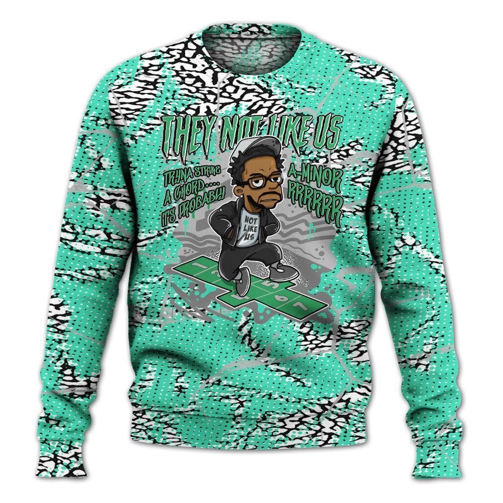 Sweatshirt To Match Black Green Glow 3s - Hopscotch Dislike Us Graphic Crack All Over Print