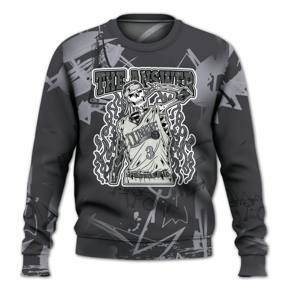 Sweatshirt To Match Fear 4s - Allen Answer Skeleton Messyz All Over Print