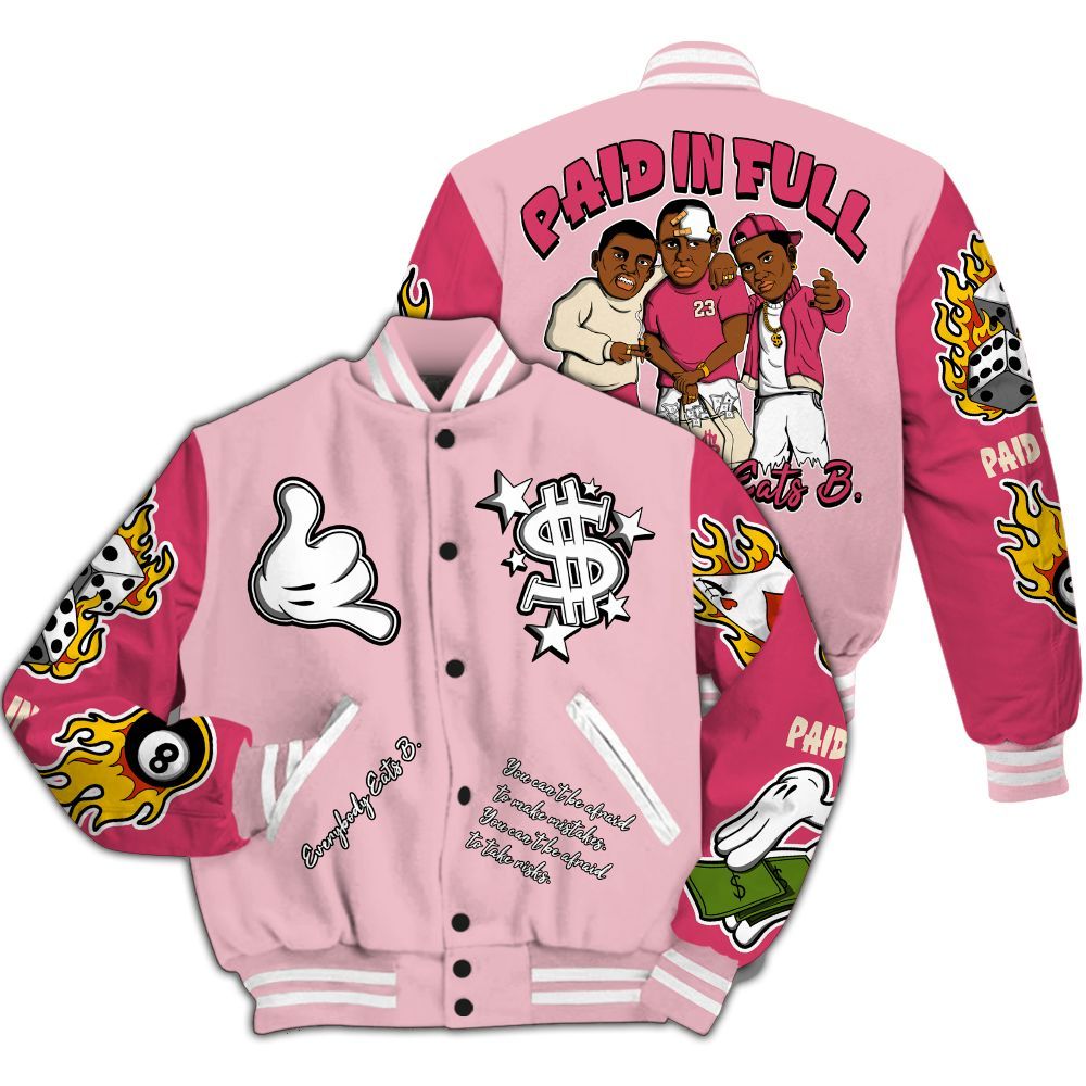 Varsity Jacket To Match Low OG Tropical Pink 1s - Everybody Paid In Full Graphic All Over Print