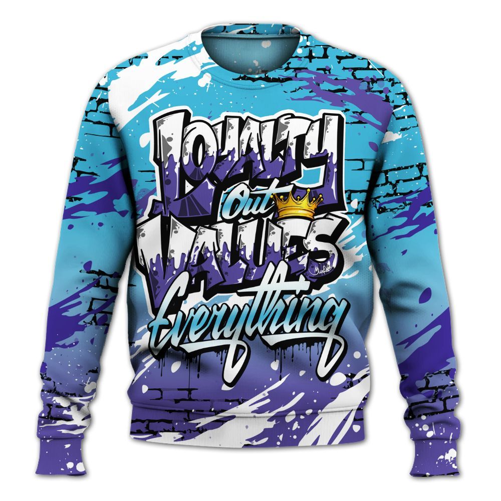Sweatshirt To Match Retro Aqua 6s - Values Of Loyalty Drip All Over Print