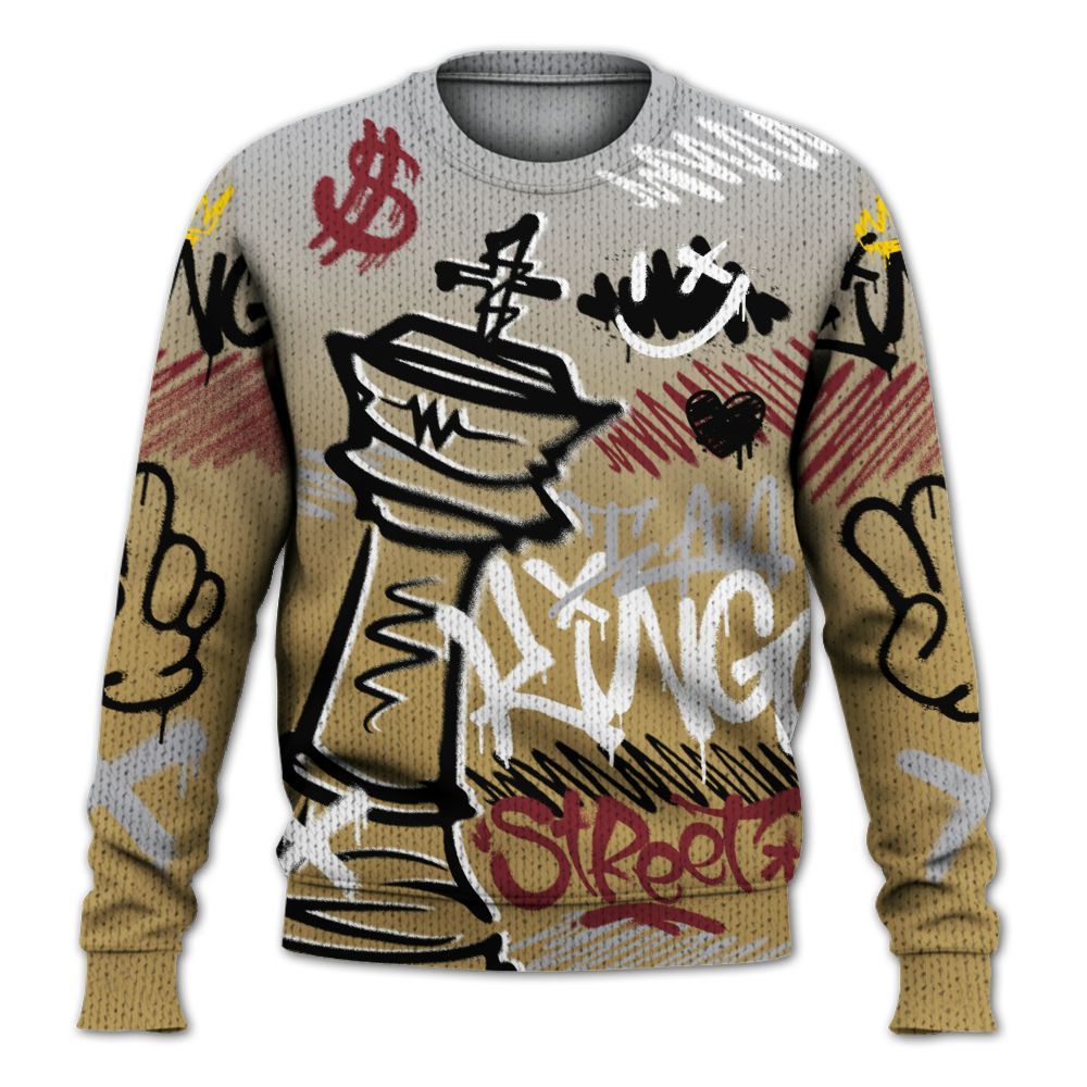Knitted Sweater To Match Kobe 4 Gold Medal - Street King Chess Streetwear