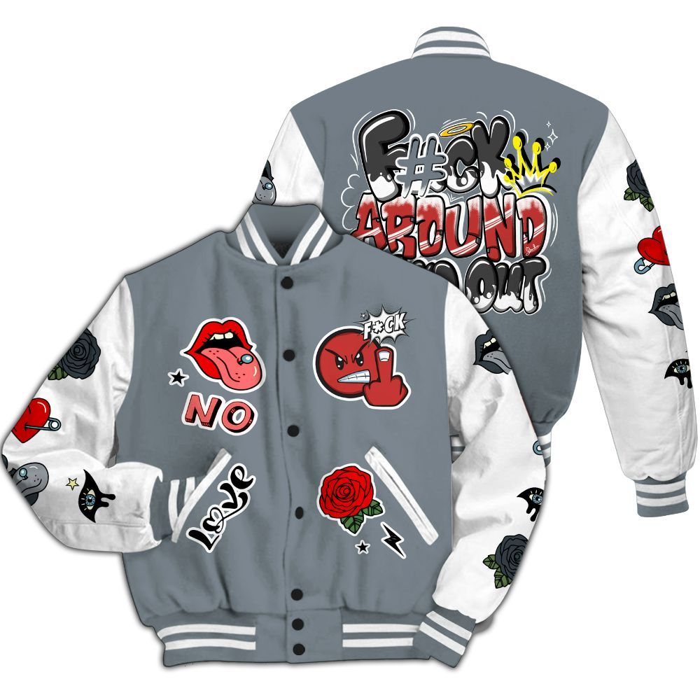 Varsity Jacket To Match Wolf Grey 13s - FK Around Find Out All Over Print