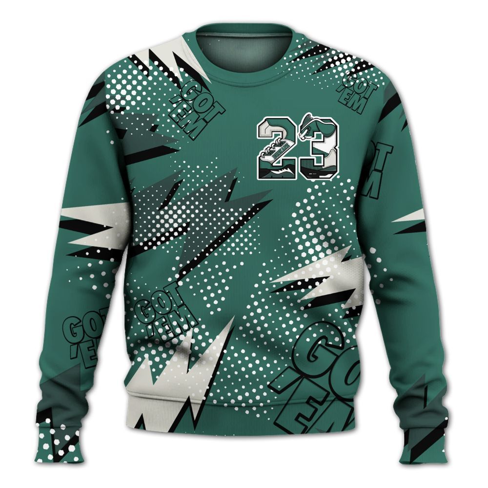 Sweatshirt To Match RM Oxidized Green 4s - Custom Name Number 23 5s All Over Print