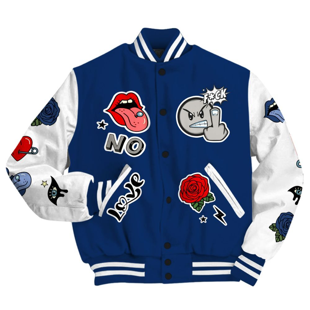 Varsity Jacket To Match High OG Deep Royal Blue 1s - FK Around Find Out All Over Print