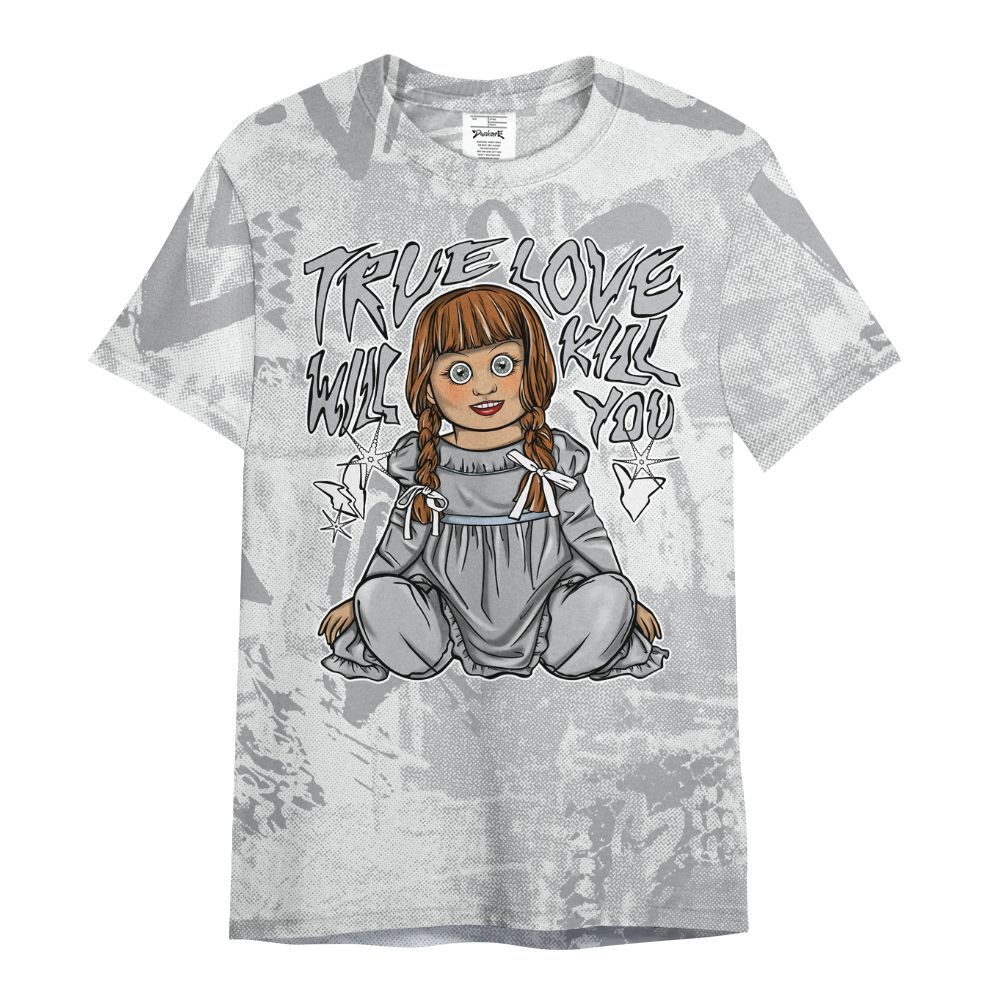 Shirt To Match Low OG Wolf Grey 1s - Genuine Loves Bear Heart Grunge All Over Print