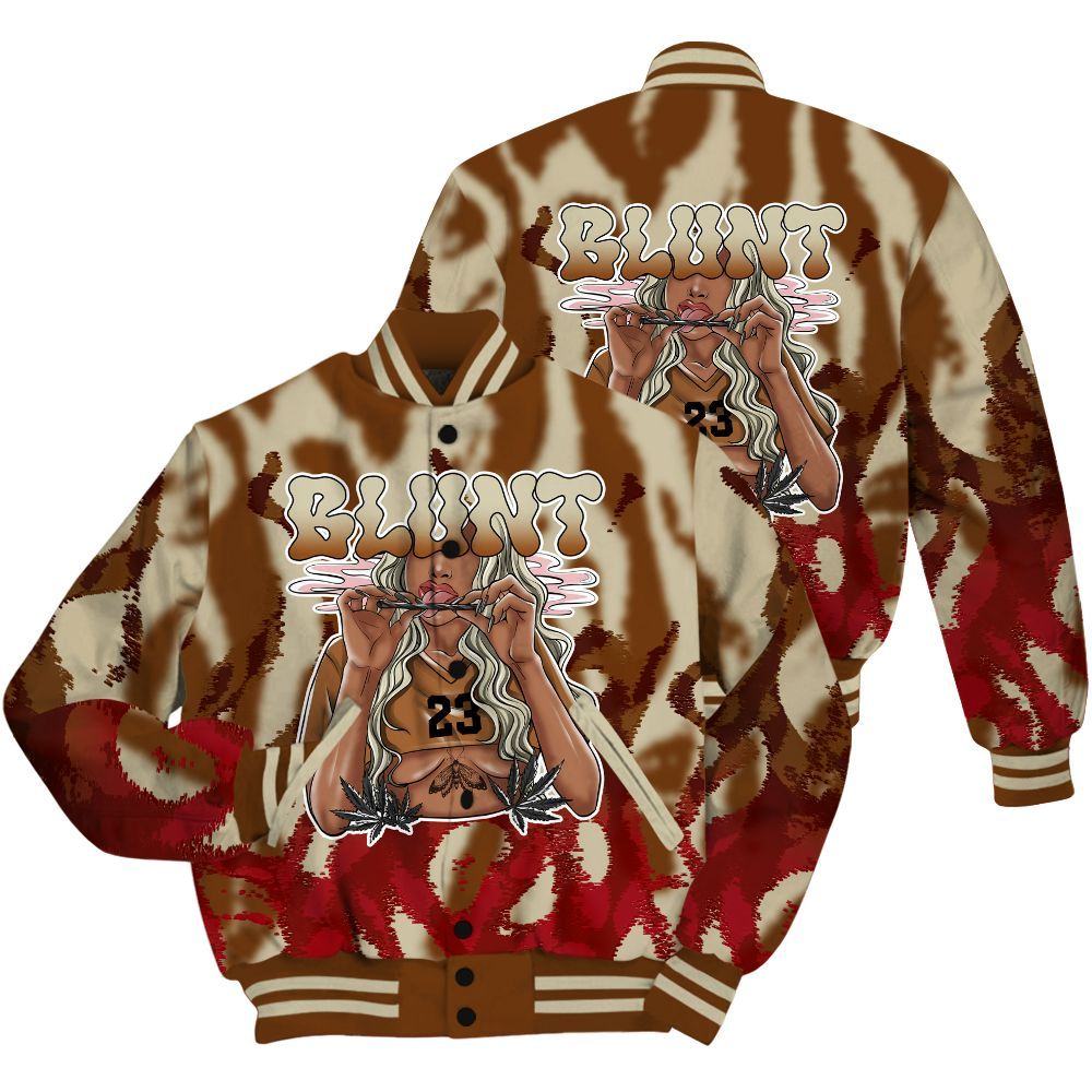 Varsity Jacket To Match Archaeo Brown 5s Shirt - Bluntz Burnz All Over Print