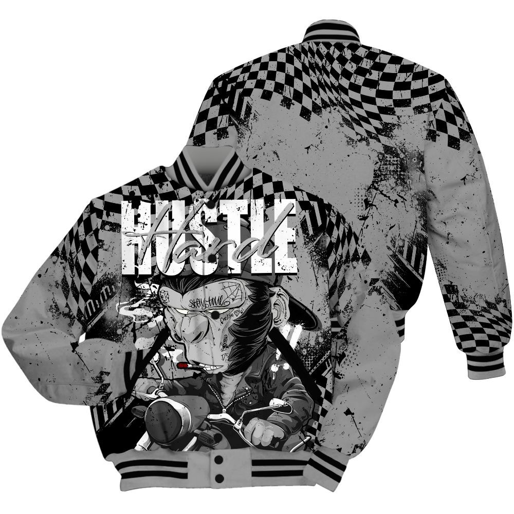 Varsity Jacket To Match Black Wolf Grey 12s - Hustle Hard Monkey All Over Print