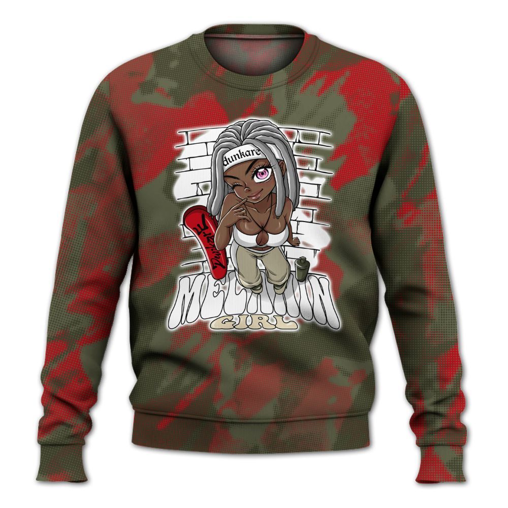 Sweatshirt To Match Travis Scott Low OG Medium Olive 1s - MelaninGirl Abstract Halftone All Over Print