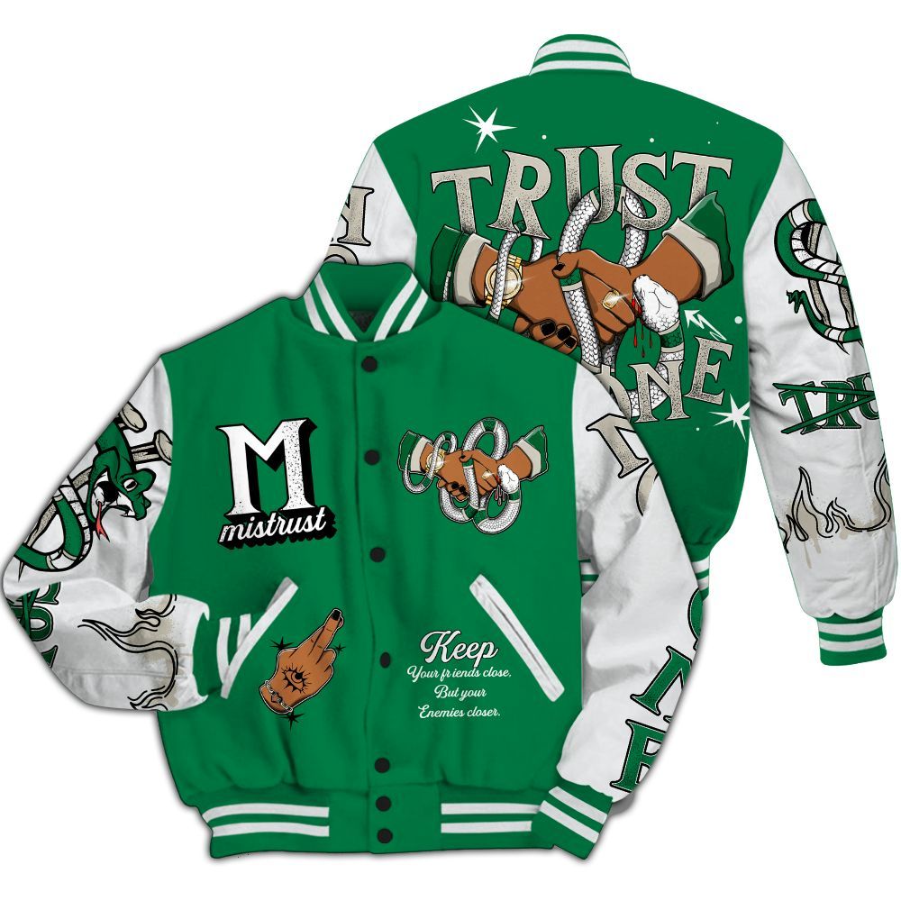 Varsity Jacket To Match Lucky Green 2s - Trust No One Snake-Bite Street Style All Over Print